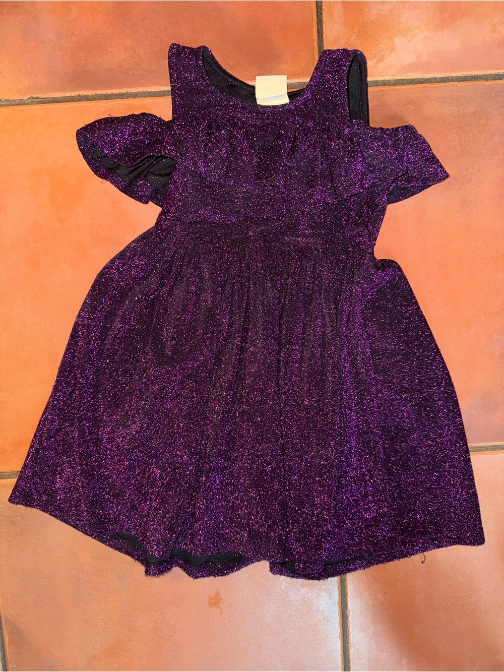 Sparkling Purple Cold-Shoulder Party Dress for Girls